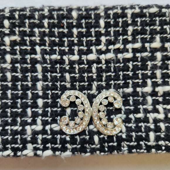 Cache Tweed Shoulder Bag Clutch Black White Silver Chain Sparkle Chic Elegant - Picture 4 of 16